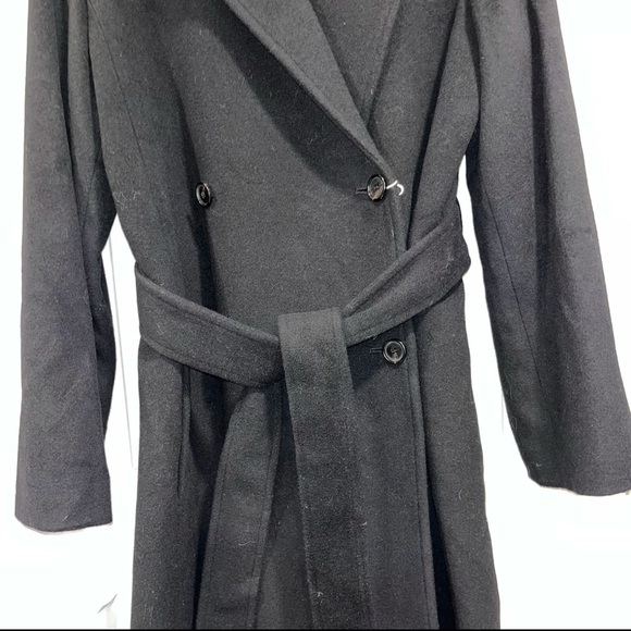 JUCCA trench coat black size 10 wool belted double breasted fall winter NWT New - Picture 5 of 15